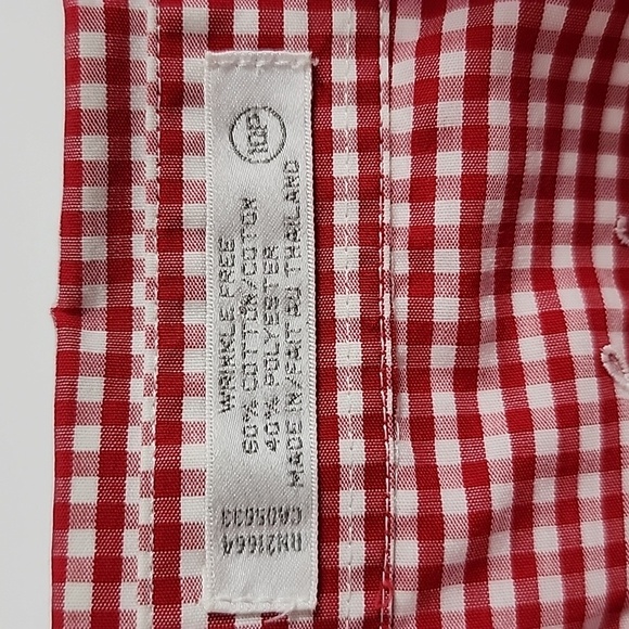 Foxcroft Women's Red White Plaid Gingham Cotton Blend Button Up Shirt Sz 10p - Picture 7 of 10